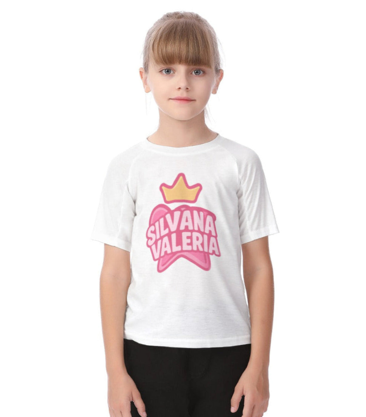 Camiseta de niña coronita Silvana y Valeria blanca