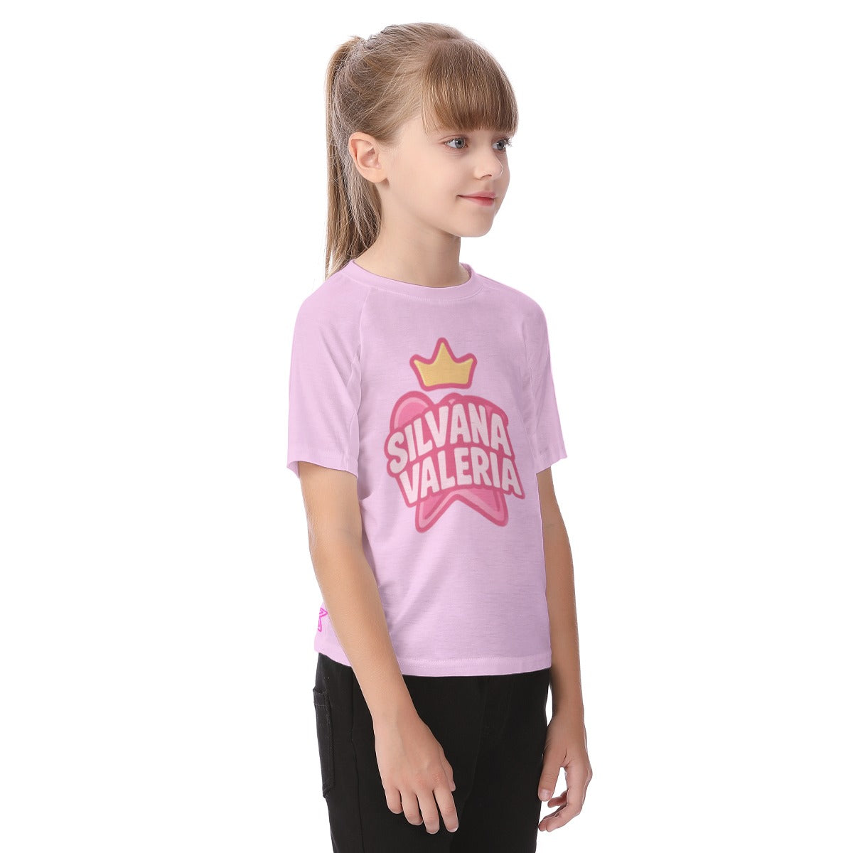 Camiseta de niña coronita Silvana y Valeria rosa