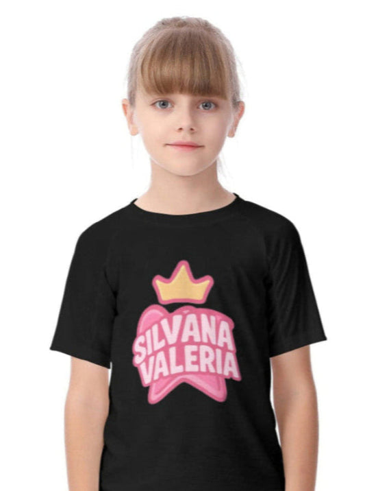 Camiseta de niña coronita Silvana y Valeria negra